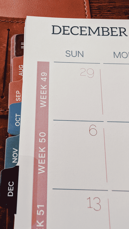 2027 Monthly Divider Tabs + Month Layout - Refills